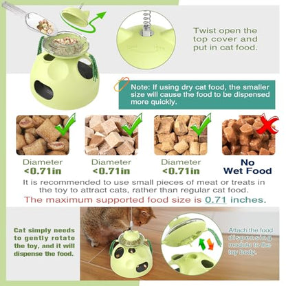 Sedioso Cat Toy, 4-in-1 Cat Interactive Toys for Indoor Cats, Hide and Seek Cats Toys, Spinning Toy and Kitty Food Dispenser Feeder Treat Dispensing Feeding Toy (Green)