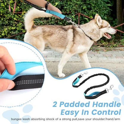 Waist Leash for Medium Large Dog Walking, Bungee Hands Free Leash with Zipper Pouch, Around The Waist No Pull Running Dog Belt, Padded Handle Jogging No Hands Heavy Duty - color: Blue