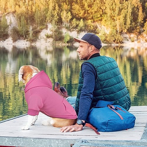 Dog Sweaters for Medium Dogs Dog Hoodie Dog Sweater Solid Soft Brushed Fleece Dog Clothes Dog Hoodie Sweatshirt with Pocket(Pink-M) - color: Pink, size: Medium