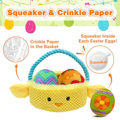 Easter Dog Toys, Easter Basket Hide and Seek Dog Toy, Squeaky Interactive Puzzle Dog Toys Built-in Crinkle Paper for Boredom and Stimulation, Easter Dog Gifts for Small and Medium Dogs - style: L-Basket