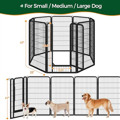 Yaheetech Dog Playpen Outdoor, 47 inch 8 Panels Dog Pen Indoor Heavy Duty Puppy Exercise Pen Metal Pet Fence for RV Camping/Yard/Garden - size: 47"