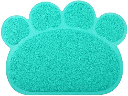 DM Paw-Shaped Large Cat Litter Box Mat, 23.5x17.5 Inches (Green) - color: Green