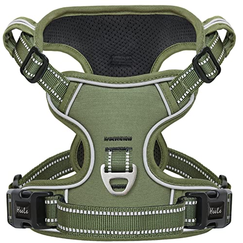 HEELE Dog Harness, Dog Harness for Small Medium Large Dogs No Pull Adjustable Padded Reflective Harness with Handle for Walking Training, Green, S - color: Green, size: S