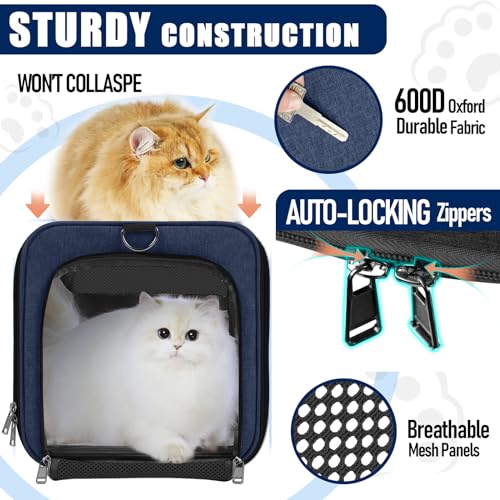 GAPZER Dog Carrier Soft/Cat Crates Large Cat 20 to 25 pounds/Softsided Pet Car Travel Carry Bag 15 Pound Puppy/Top Open Transport Kennel Navy - color: Navy