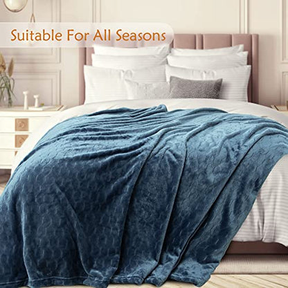 TOONOW Fleece Blanket Super Soft Plush Throw Blanket 50" x 60" Cozy Fuzzy Bed Blankets Geometric Pattern Comfy Microfiber Flannel Blankets for Couch, Bed, Sofa, Navy Blue - color: Navy, size: Throw-50" x 60"