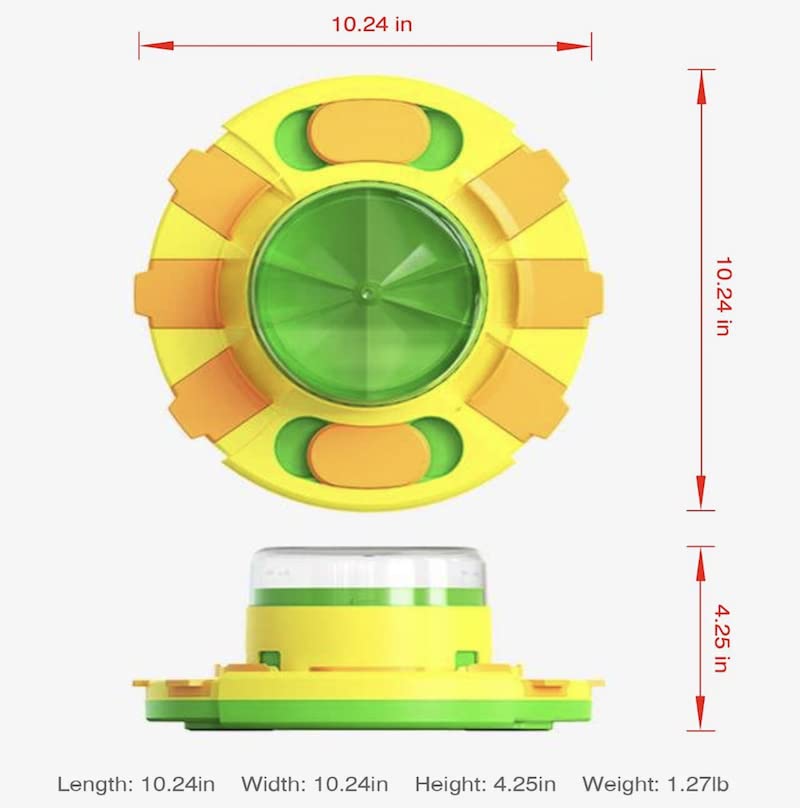 Piggy Poo and Crew Treat Popper Slow Feeder Interactive Food Dispenser Puzzle Game for Dogs Puppies Rabbits Pigs Small Animals - color: Green and Yellow