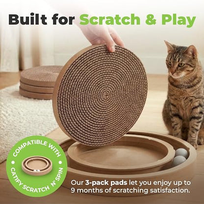 Best Pet Supplies Catify Cat Scratcher, Fun Interactive Scratchers, Posts, Poles, Claw Safe, Furniture Saver Indoor Play Support Natural Cat Behaviors Heavy Duty - 3 Pack Round, 10 x 10 - color: Round(3 Pack)