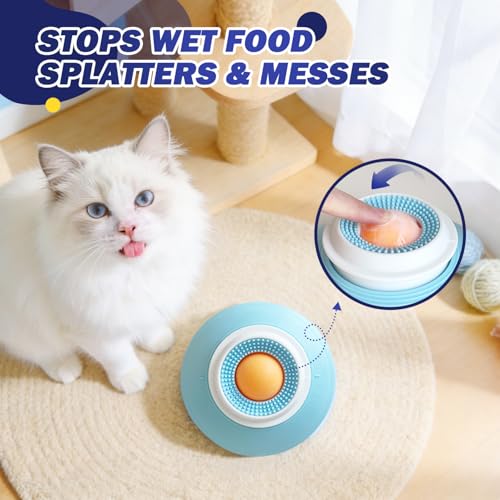 Slow Feeder cat Bowl, Interactive Licking Bowl for Wet & Liquid Food, Cat Puzzle Feeder, Non-Slip Cat Food Bowl for Slow Eating, Anxiety Relief Cat Slow Feeder Bowl （White Ball） - color: White