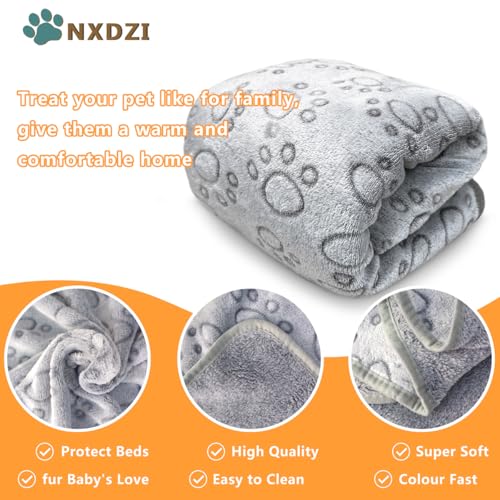 Dog Blankets for Large Dogs, 1 Pc Dog Blanket Washable, Soft Fluffy Flannel Pet Blanket Mat Cover for Bed Couch, Cute Print Puppy Blanket 60" x 50" - color: Grey-1 Pc