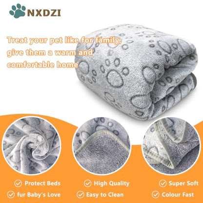 Dog Blankets for Large Dogs, 1 Pc Dog Blanket Washable, Soft Fluffy Flannel Pet Blanket Mat Cover for Bed Couch, Cute Print Puppy Blanket 60" x 50" - color: Grey-1 Pc