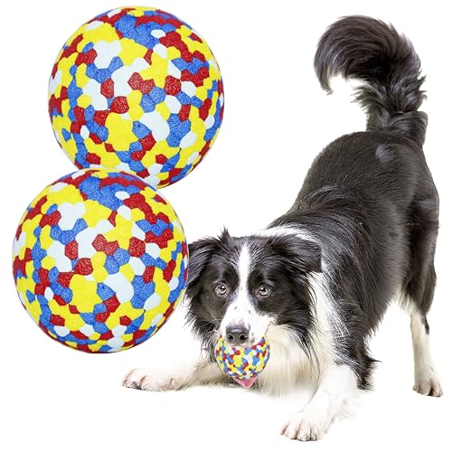 Dog Balls Toys for Aggressive Chewers, Indestructible Durable Bouncy Floating Balls for Dogs to Fetch, Durable Solid Rubber Ball for Training Dog(2 Pack) - color: Toy Ball-Multi Red(Pack of 2), size: Medium