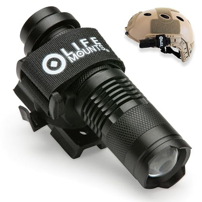 Life Mounts Tactical Rail Mount Flashlight - 3.5 in x 1.5 in, White LED - 1,000-Foot Beam & Multi-Mode Helmet Flashlight - 360-Degree Side Mount Helmet Lights - Weatherproof Design for Tactical Gear - color: White LED, size: 3.5"x1.5" - ARC Rail Light
