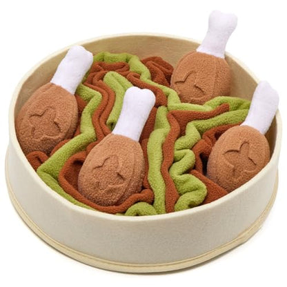 Dog Toys Plush with Squeaky & Treat Hiding Features - Mental Stimulation Enrichment Toy for Large Breed Dogs - Machine Washable Slow Feeder to Keep Dogs Busy，Chicken and Gravy - color: Chicken n’ Gravy -1