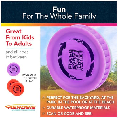 Aerobie Pro Lite 3-Pack Miniature Throwing Discs, Perfect for Kids, Backyard Games & Disc Golf, Outdoor Games for Adults and Family Ages 5 & Up - color: Pro Lite Discs - Pack of 3