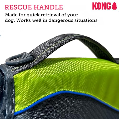 KONG HydroPro Dog Flotation Life Jacket Vest, Swimming Float Aid with Safety Handle, Adjustable Comfortable Durable Preserver High Buoyancy Coat (Medium) - size: Medium
