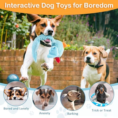 Fuufome Squeaky Dog Toys for Medium and Small Dogs-Interactive Tug of War Toy for Puppy Teething,Great Plush Dog Toy for Dogs to Keep Them Busy - color: sky blue