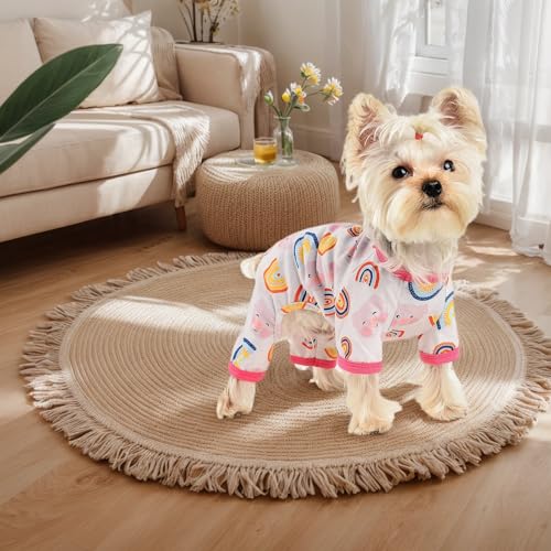 Dog Pajamas for Small Dogs, Soft Thin Pjs Jammies Cat Doggie, Summer Pet Cute Puppy Clothes Outfits Dogs Boy Girl(Rainbow Pig,XS) - color: Rainbow Pig, size: X-Small (Chest 11.8 in)