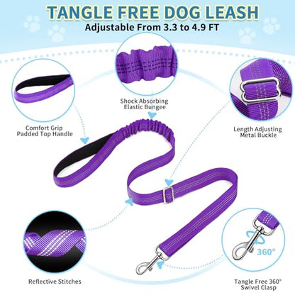 SlowTon No Pull Small Dog Harness and Leash Set, Puppy Soft Vest Harness Neck & Chest Adjustable, Reflective Lightweight Harness & Anti-Twist Pet Lead Combo for Small Medium Dogs (PU-Front Clip, XXS) - color: B-Purple - With Front Clip, size: XX-Small