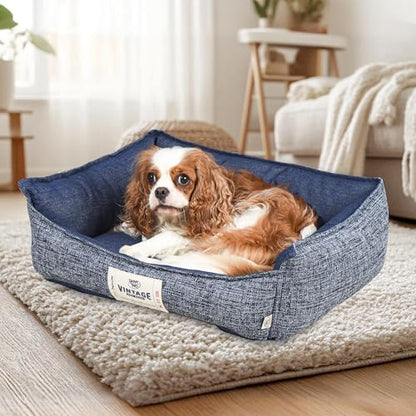 FluffyDream Small Dog Bed, Super Soft Pet Bed Furniture, Suitable for Dogs Up to 30lbs, 24'' x 20'', Dark Blue - color: Dark Blue