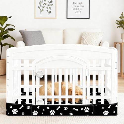 Dog Playpen Bottom Pad Mat for 36" 4-Panel Playpens - Scratch & Chew-Resistant Puppy Pen Floor Mat with Hook & Loop Fasteners, Waterproof & Leakproof, Non-Slip (Black) (Playpen Not Included) - color: Black