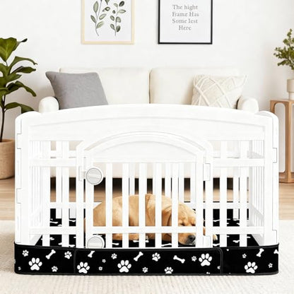 Dog Playpen Bottom Pad Mat for 36" 4-Panel Playpens - Scratch & Chew-Resistant Puppy Pen Floor Mat with Hook & Loop Fasteners, Waterproof & Leakproof, Non-Slip (Black) (Playpen Not Included) - color: Black