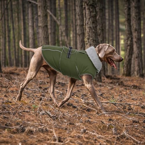 Lelepet Warm Dog Coat Reflective Fleece Vest Waterproof Dog Jacket with Adjustable Buckle Hook & Loop Windproof Cold Weather Coats for Small Medium Large Dogs, Army Green, S - color: Army Green, size: S