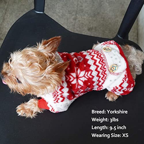 KYEESE Dog Christmas Pajamas, Soft Fleece Holiday Dog Pajamas for Small Dogs, Warm Winter Pet Onesie with Snowflake Pattern, Lightweight Cozy Doggie Jumpsuit Pet Jumpsuit, Large - size: Large (15-22LBS)