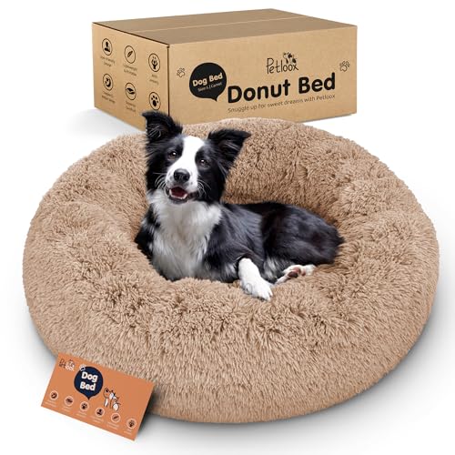 Donut Dog Bed - Premium Comfort for Anxiety Relief - Fluffy & Calming Design with Ultra-Plush Support | Cozy Round Dog Bed with Super Soft Circle Style (Camel, Large) - color: Camel, size: Large (36"L x 36"W x 10"Th)