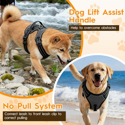 No Pull Dog Harness, No Chock Reflective Adjustable Soft Padded Pet Vest with Easy Control Handle, Easy Wearing with Stylish, Reinforced Knot, 2 Buckles - color: Pearl Platinum, size: X-Small