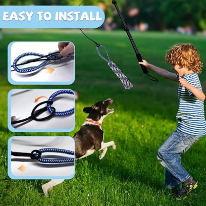 Flirt Pole for Dogs, Interactive Toys Tug-of-war for Dogs, Four-Section Retractable Adjustable Length, Chase Toys with Rope Chewing Sticks, for Outdoor Exercise & Training - size: 50Inch Pole-Black