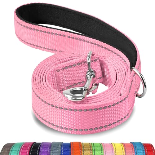 Joytale Dog Leash, 6 FT Double-Sided Reflective, Padded Handle Nylon Heavy Duty Leashes for Small Dogs Walking, Pink - color: Pink, size: 4 ft Narrow