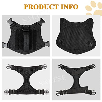 Tactical Puppy Vest Harness, Adjustable Military Vests for Small Dogs Outdoor Training Puppy Harnesses with Handle - color: Black
