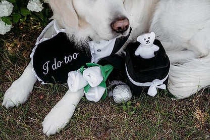 ZippyPaws Wedding Dog Toys - Wedding Ring Box Burrow, Gifts for Dog Couples, Fun Dog Engagement Toys for Photos, Rehearsals, After-Parties, and Wedding Gifts