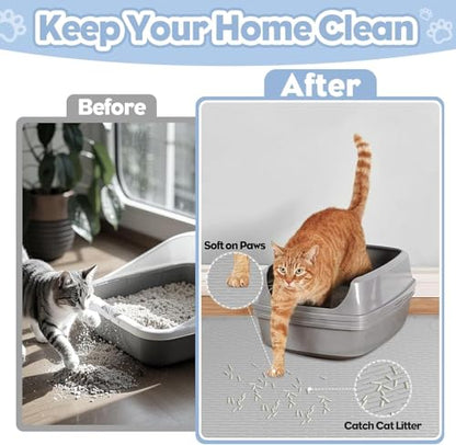 Kalolary Cat Litter Mats, 40" x 28" Extra Large Silicone Cat Mat for Litter Box, Easy to Clean Kitty Litter Trapping Mat, Soft on Kitty Paws, Waterproof, Urine-Proof Kitty Litter Mats for Floor, Grey - color: Grey: 101x71cm