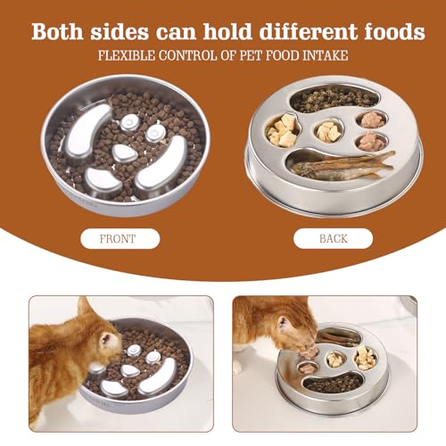 Stainless Steel Slow Feeder Dog Bowls – Non-Slip Metal Dog Bowl for Large & Medium Breeds, Puppy Puzzle Feeder – 2 Cup Capacity for Small to Big Pets – Durable Slow Feed Dog & Cat Food Dish with Mat - color: Face With Mat