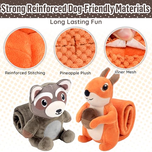 LECHONG 2-Pack Plush Squeaky Dog Toys, 23-Inch Snuffle Puzzle Tug of War Toy with Roll-Up Treat-Hiding Crinkle Tail, Enrichment Toys for Small & Medium Dogs to Relieve Boredom & Mental Stimulation - style: Dog Puzzle Toys