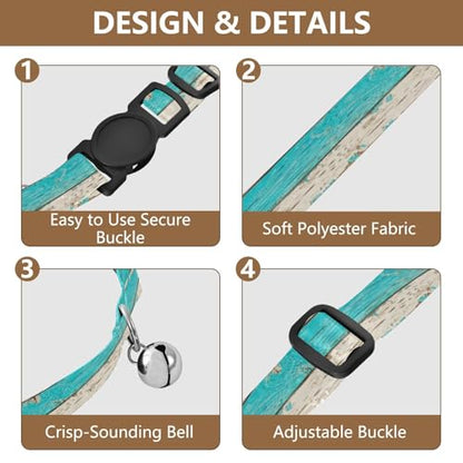 2 Pack Cat Collar Horizontal Brown Cream Kitten Bell Collar, Adjustable 10.6 to 17.1 Inches - color: Horizontal Brown Cream