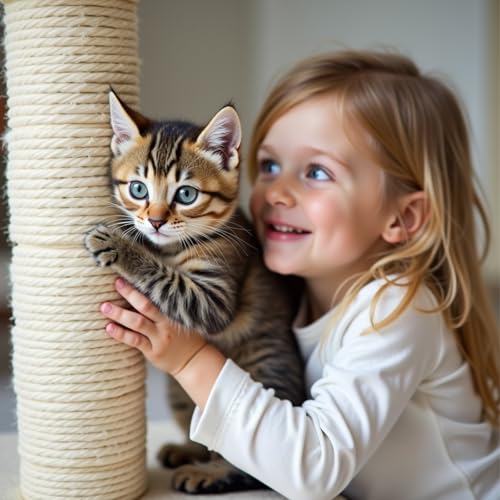 PowerKing Thick Natural Sisal Replacement Scratching Post,15.7" Length, 4.5" Thick, 2Pcs M8 Cat Scratch Post Refill Poles, Ideal for Refurbishment, Includes Screws, White - color: White, size: 15.7''+15.7'' (4.5'' Thick)