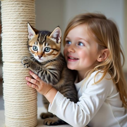 PowerKing Thick Natural Sisal Replacement Scratching Post,15.7" Length, 4.5" Thick, 2Pcs M8 Cat Scratch Post Refill Poles, Ideal for Refurbishment, Includes Screws, White - color: White, size: 15.7''+15.7'' (4.5'' Thick)