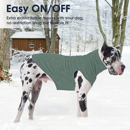 IECOii Dog Fleece Vest Sweater - Stretch Warm Pullover with Turtleneck,Green,Large, Easy On/Off Winter Dog Sweater for Medium Large Dogs Girl Boy, Winter Fall Jumpsuit with High Neck - color: Green, size: Large