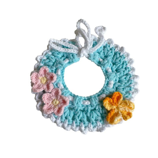 Spring Cat Collar Cute Breakaway Safe Adjustable Cat Collars for Cats Small Dogs Soft Knitted Neck Decor Kitten Collar Girl Cat Supplies for Indoor Cats Pet Collar Accessories (Blue Grass & Flower - color: Blue Grass & Flower
