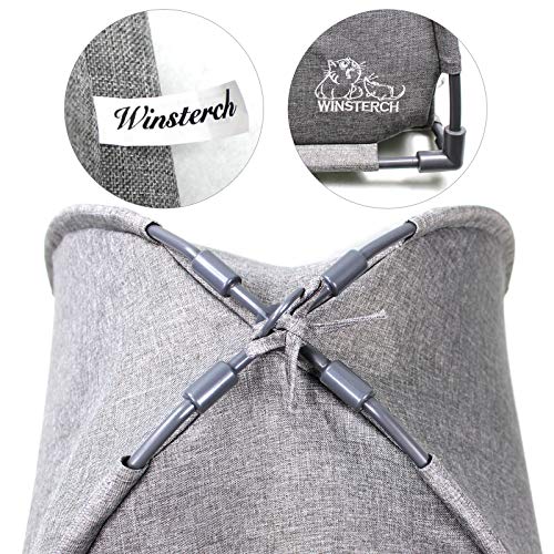 Winsterch Cat Bed Cave for Indoor Cats, Small Pet Tent Cave for Cats, Kittens, and Small Dogs, Warming Cat House with Removable Washable Cushion (18.5'‘ x 18.5’' x 15.8'', Grey) - color: Grey