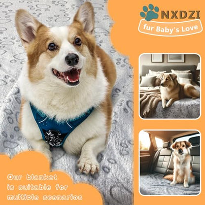 Dog Blankets for Large Dogs, 1 Pc Dog Blanket Washable, Soft Fluffy Flannel Pet Blanket Mat Cover for Bed Couch, Cute Print Puppy Blanket 60" x 50" - color: Grey-1 Pc