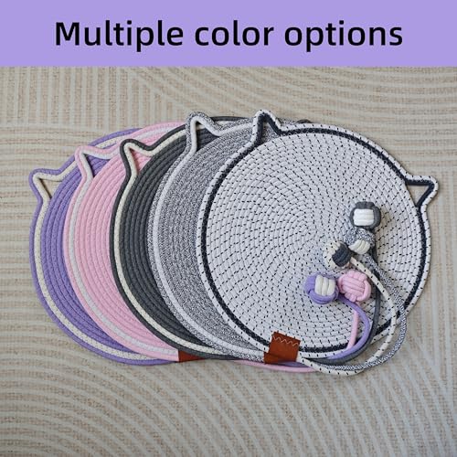Cat Scratcher Mat, Natural Cotton Rope Cat Scratching Pad, 16.9'' Round Cat Wall & Floor Scratch Pad, Durable Double - Sided Cat Scratcher, Furniture Protector for Wall, Sofa, Couch, Carpet, Violet - color: Violet