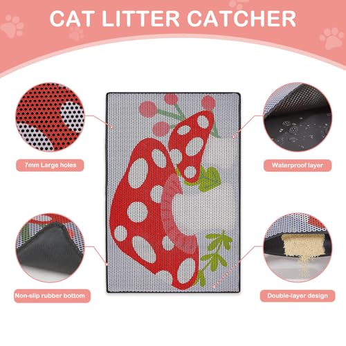 Cat Litter Mat, 46"x27" Jumbo Cat Litter Trapping Mat, Double Layer Litter Mat with Non-Slip Rubber Bottom, Urine and Water Proof, Keeps Floors Clean Mushroom XL - size: XL(46x27in)