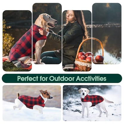 Kuoser Reversible Winter Coat, British Style Jacket for Small Medium Dogs - Warm, Windproof Puppy Cold Weather Vest, Red M - color: Red+Blue, size: M (Chest Girth: 17.3-20.9'')