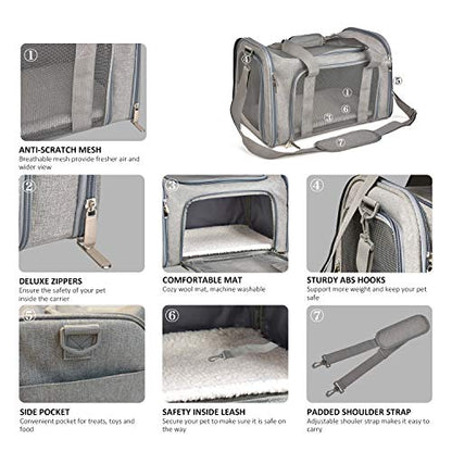 Henkelion Large Cat Carriers Dog Carrier Pet Carrier for Cats Dogs Puppies up to 25Lbs, Big Dog Carrier Soft Sided, Travel Puppy Carrier - Large - Grey - color: Grey, size: 20.0"L x 13.0"W x 13.0"H