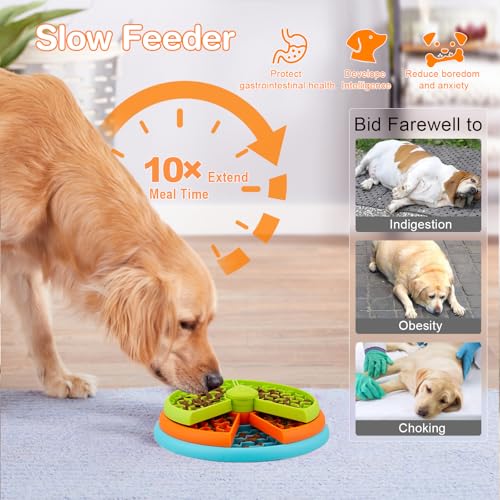 Slow Feeder Dog Bowl 3 Levels, Reduces Boredom and Anxiety, Non-Slip Interactive Puzzle Feeder, Suitable for Small/Medium/Larger Dogs - color: Orange