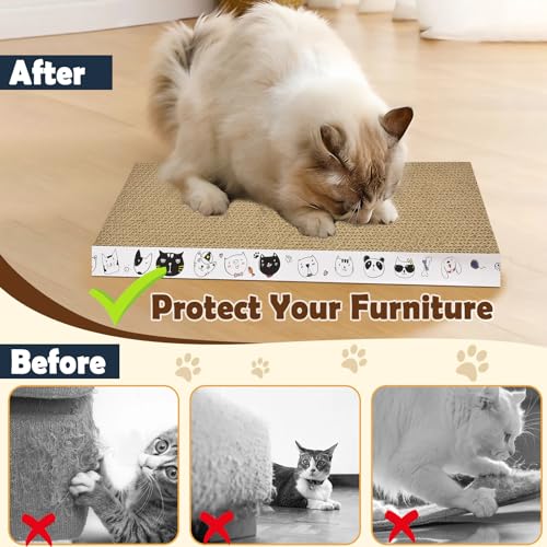 3 Pack Cardboard Cat Scratcher Refill Cat Scratch Pad Durable Cat Scratchers for Indoor Cats Kitten 16.5 x 8 x1 Inch Reversible Cat Scratching Board to Protect The Furniture (Lovely Pets) - color: Ctue Pets