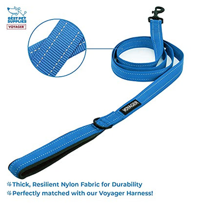 Voyager Dog Harness Dual Leash Attachment No-Pull Control Adjustable Soft but Strong Pet Harness for Medium and Large Dogs with 3M Reflective Technology, Leash Set Royal Nylon, XS (Chest: 13-16") - color: Leash Set Royal Nylon, size: XS (Chest: 13 - 16")